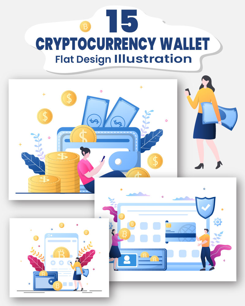 15 Cryptocurrency Blockchain Wallet Application Illustration