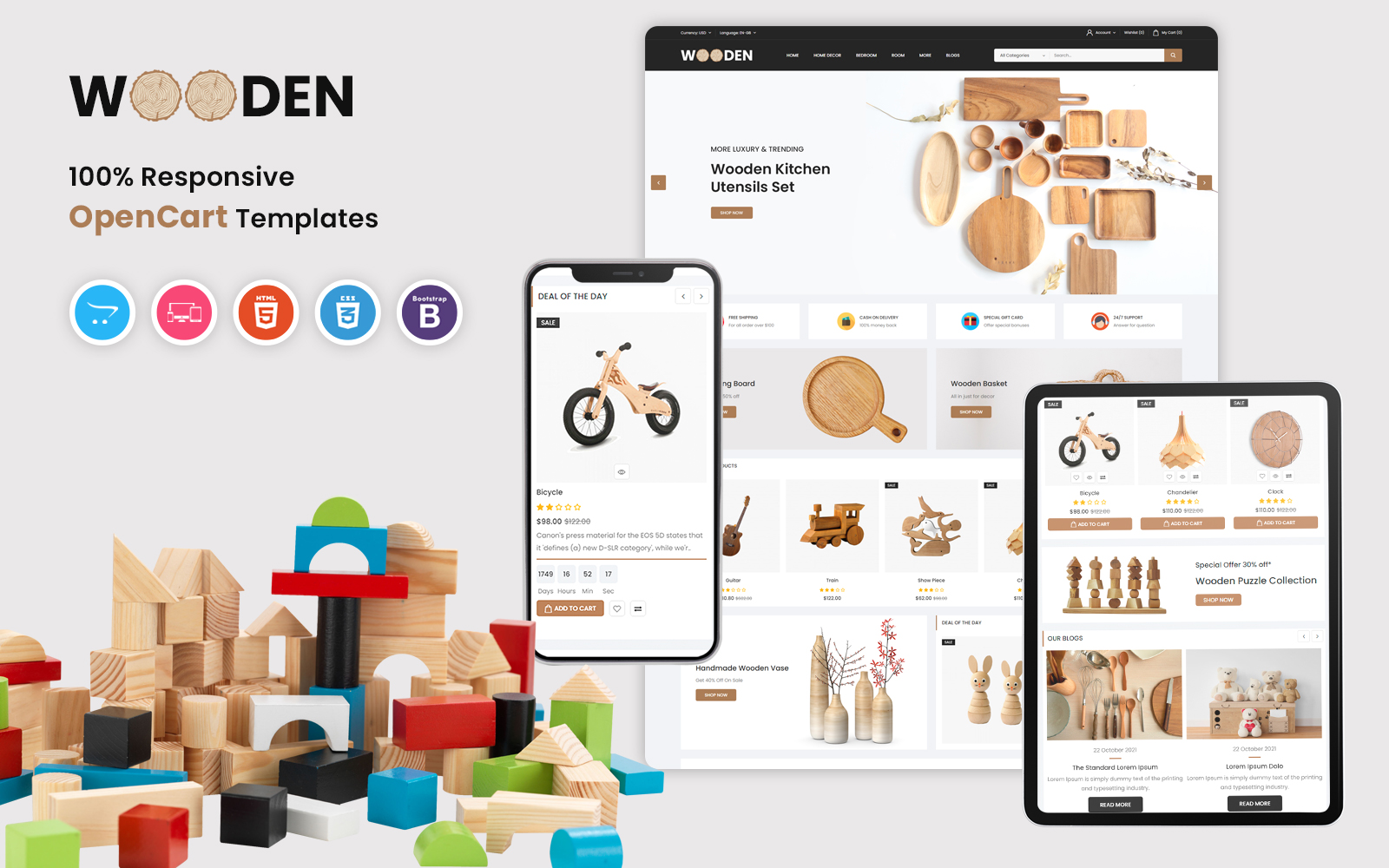 Wooden - Kitchen & Toys Responsive OpenCart Template