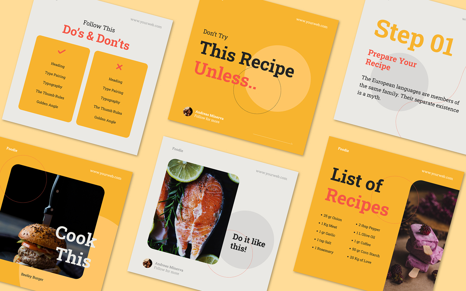 Yellow Restaurant Instagram Post Social Media Template