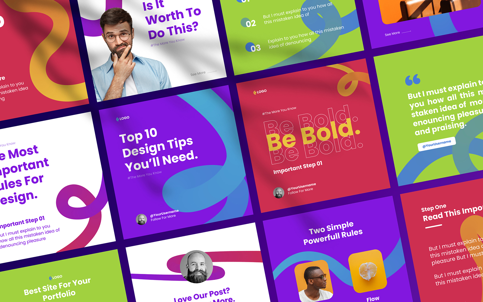 Colorful Bright Instagram Post Social Media Template