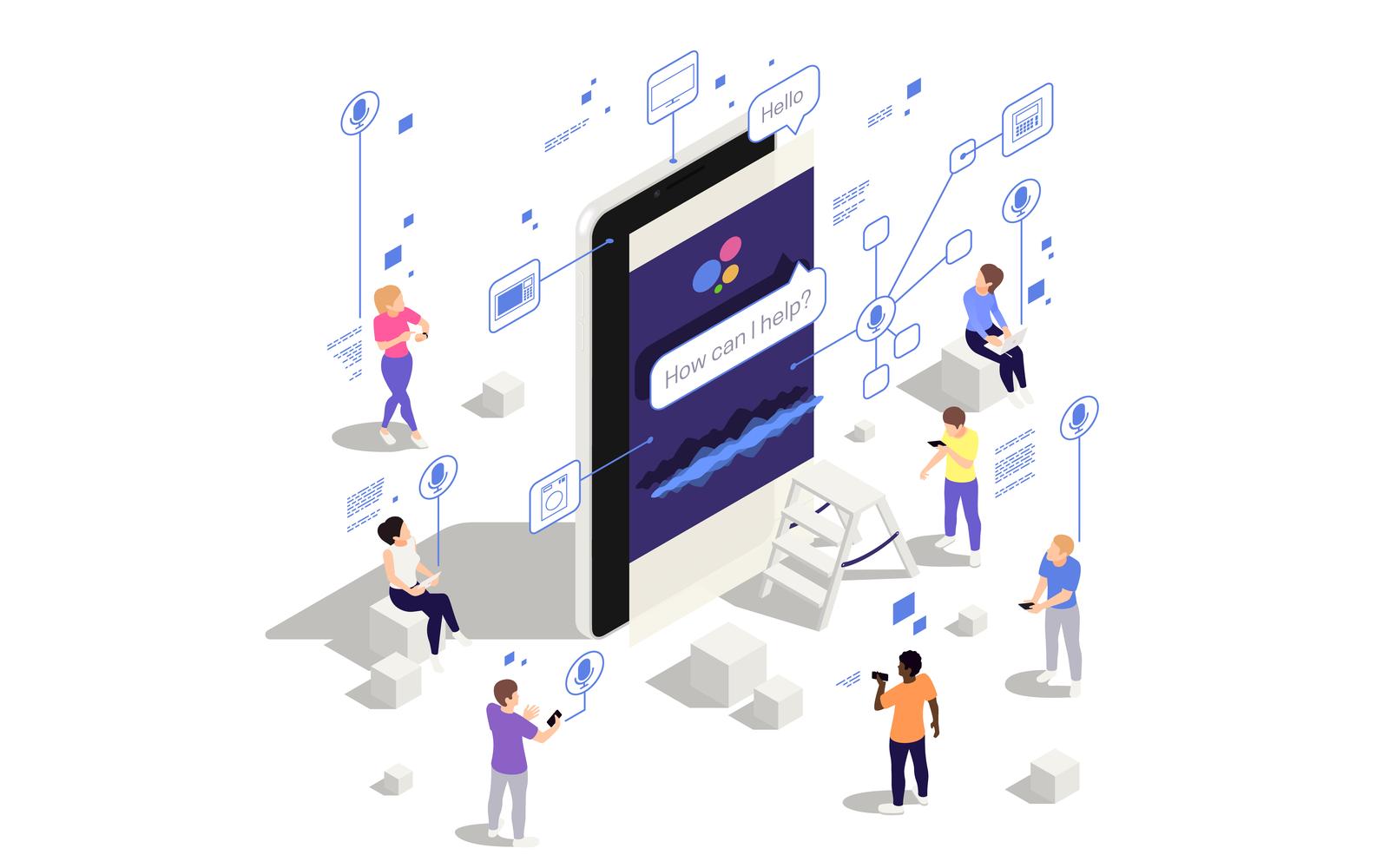 Voice Assistant Isometric Composition 200810126 Vector Illustration Concept