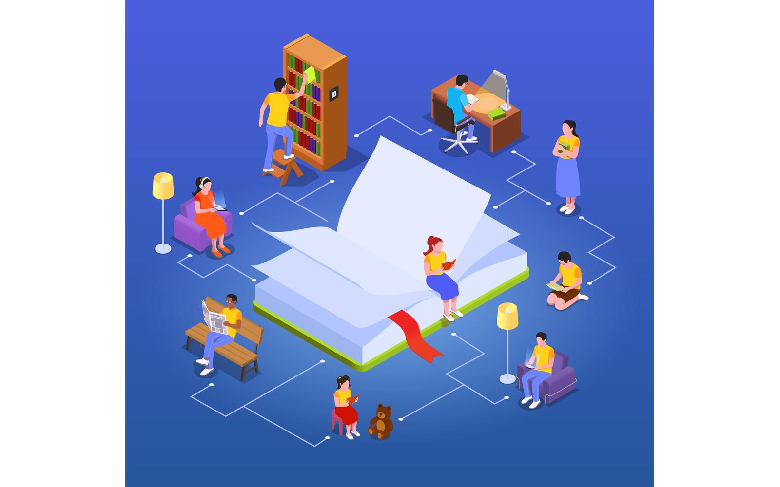 Reading Isometric 200820124 Vector Illustration Concept