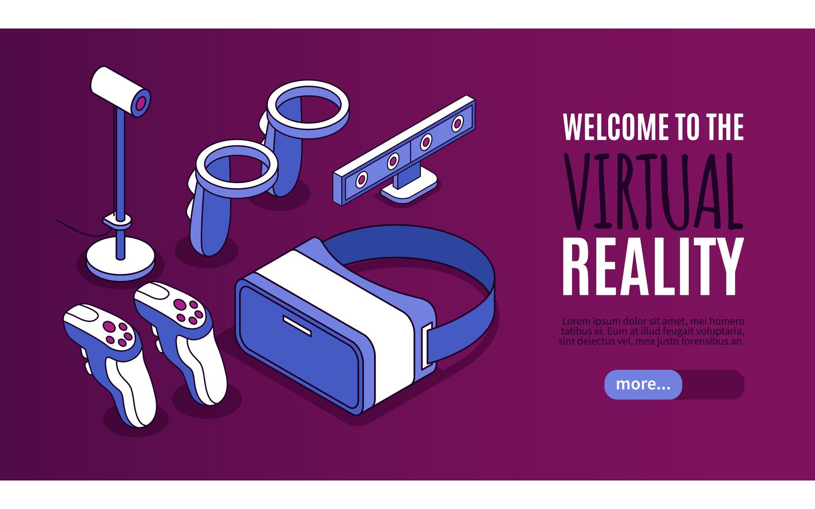 Isometric Virtual Reality Vr Horizontal Banner 200912134 Vector Illustration Concept