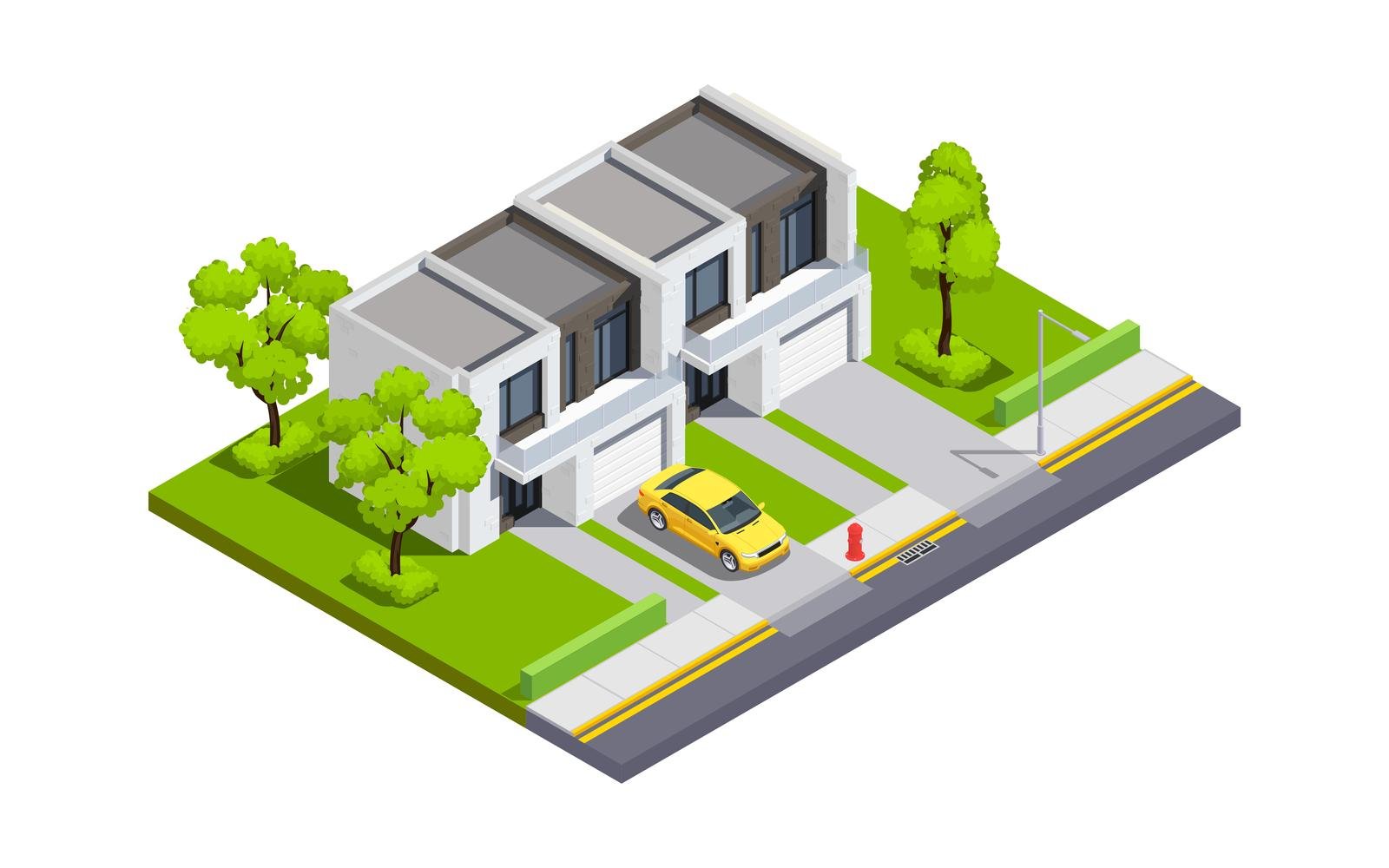 Suburban City Buildings Isometric-01 200920128 Vector Illustration Concept