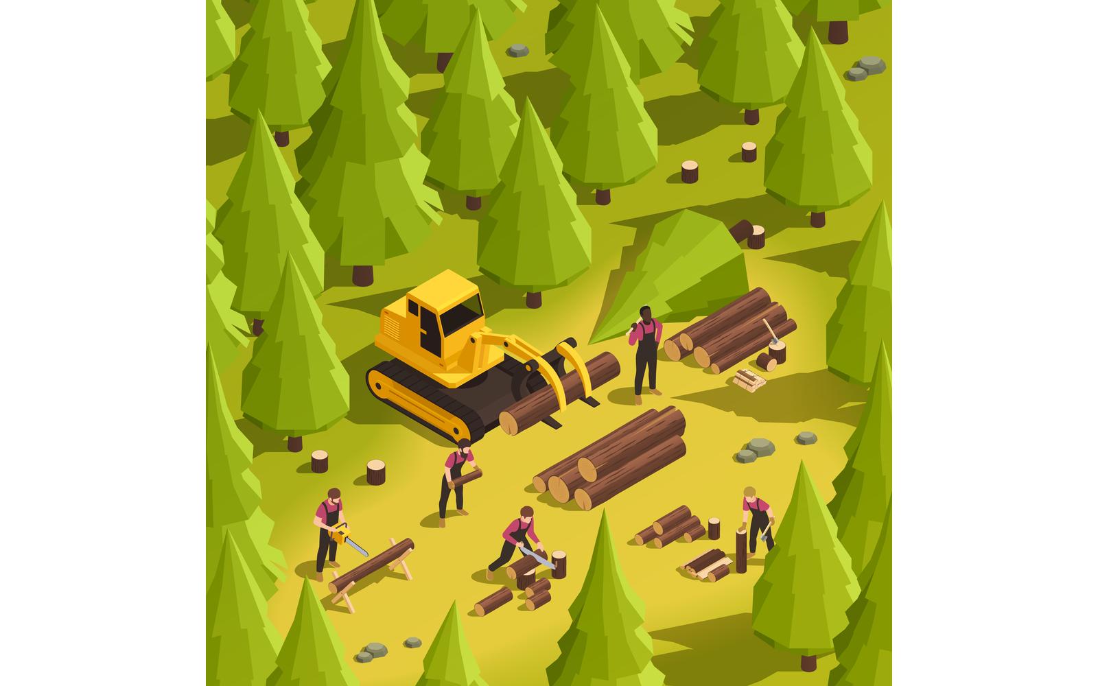 Sawmill Timber Mill Lumberjack Isometric 200910134 Vector Illustration Concept