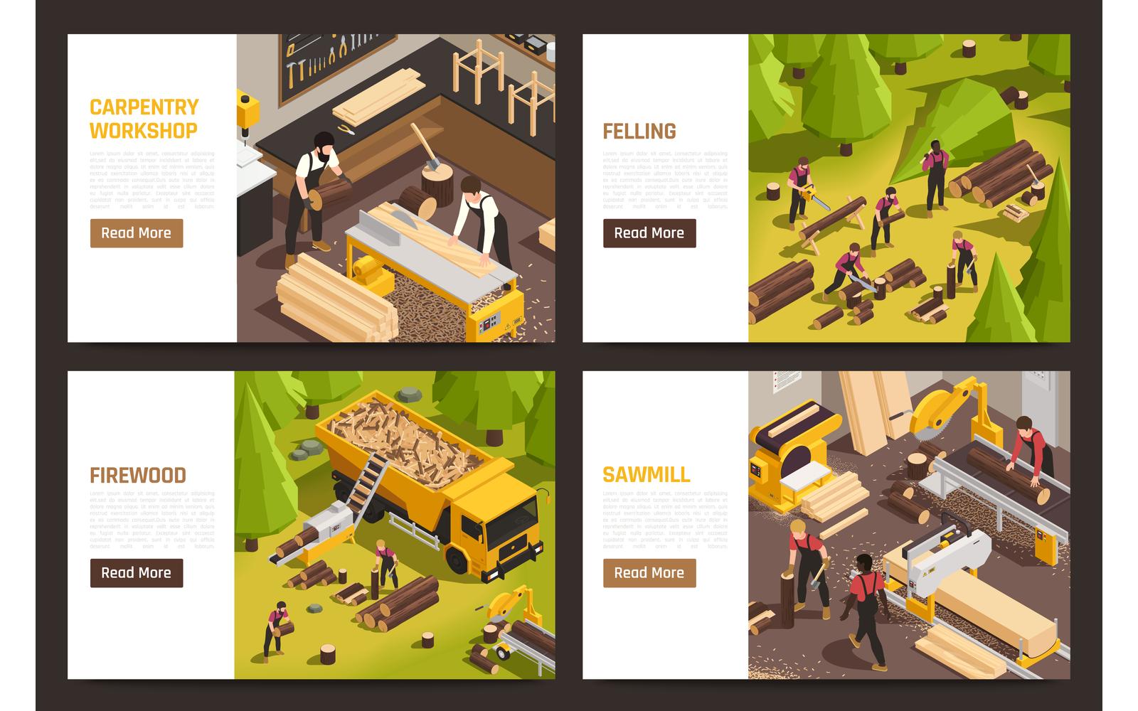 Sawmill Timber Mill Lumberjack Isometric 200910132 Vector Illustration Concept