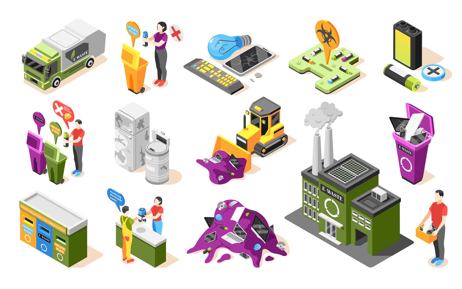 Electronic Garbage Isometric Icons 200830110 Vector Illustration Concept