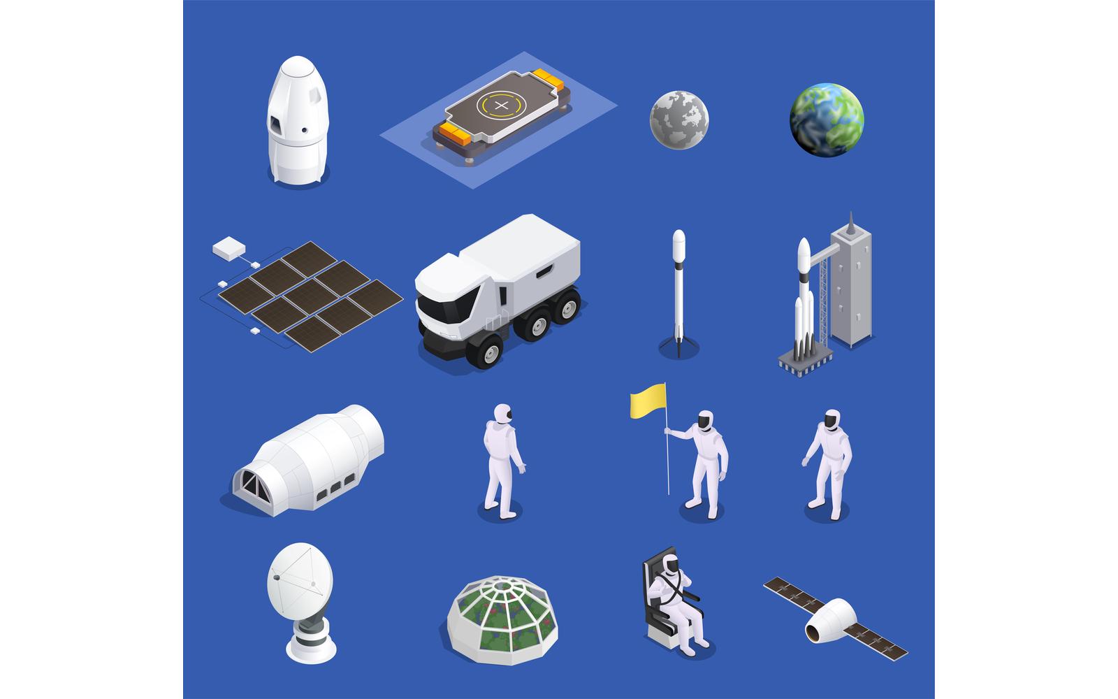 Modern Space Program Isometric Set 200820144 Vector Illustration Concept