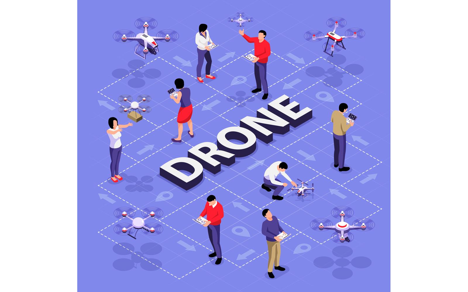 Isometric Drone Flowchart 201010512 Vector Illustration Concept