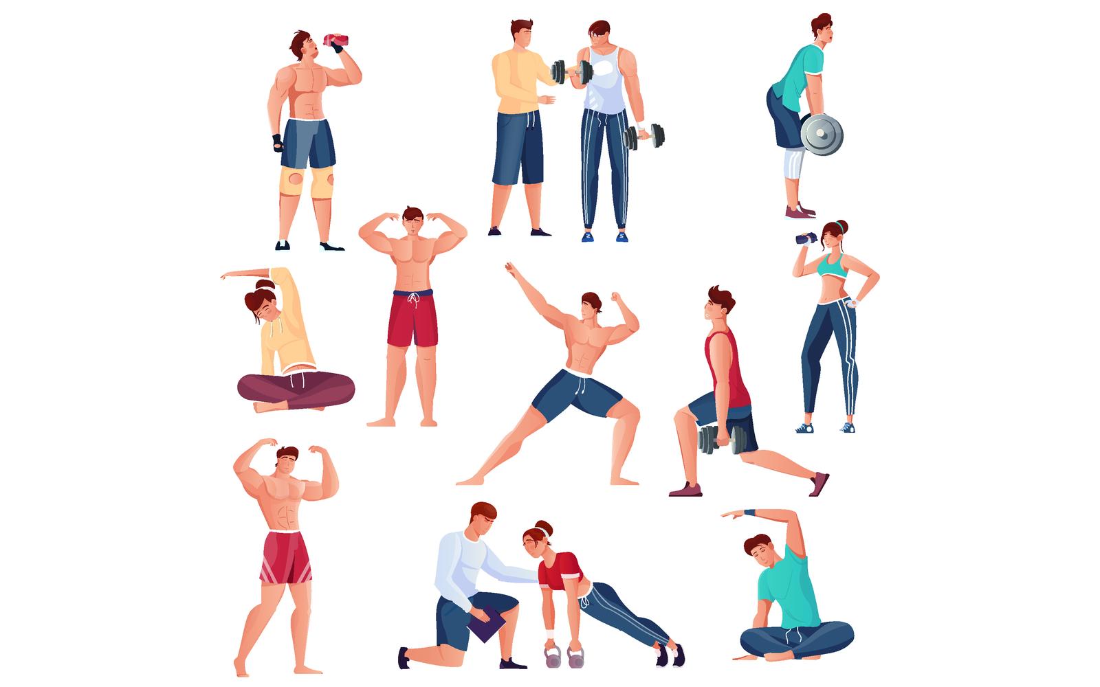 Bodybuilding Set Flat 201051121 Vector Illustration Concept