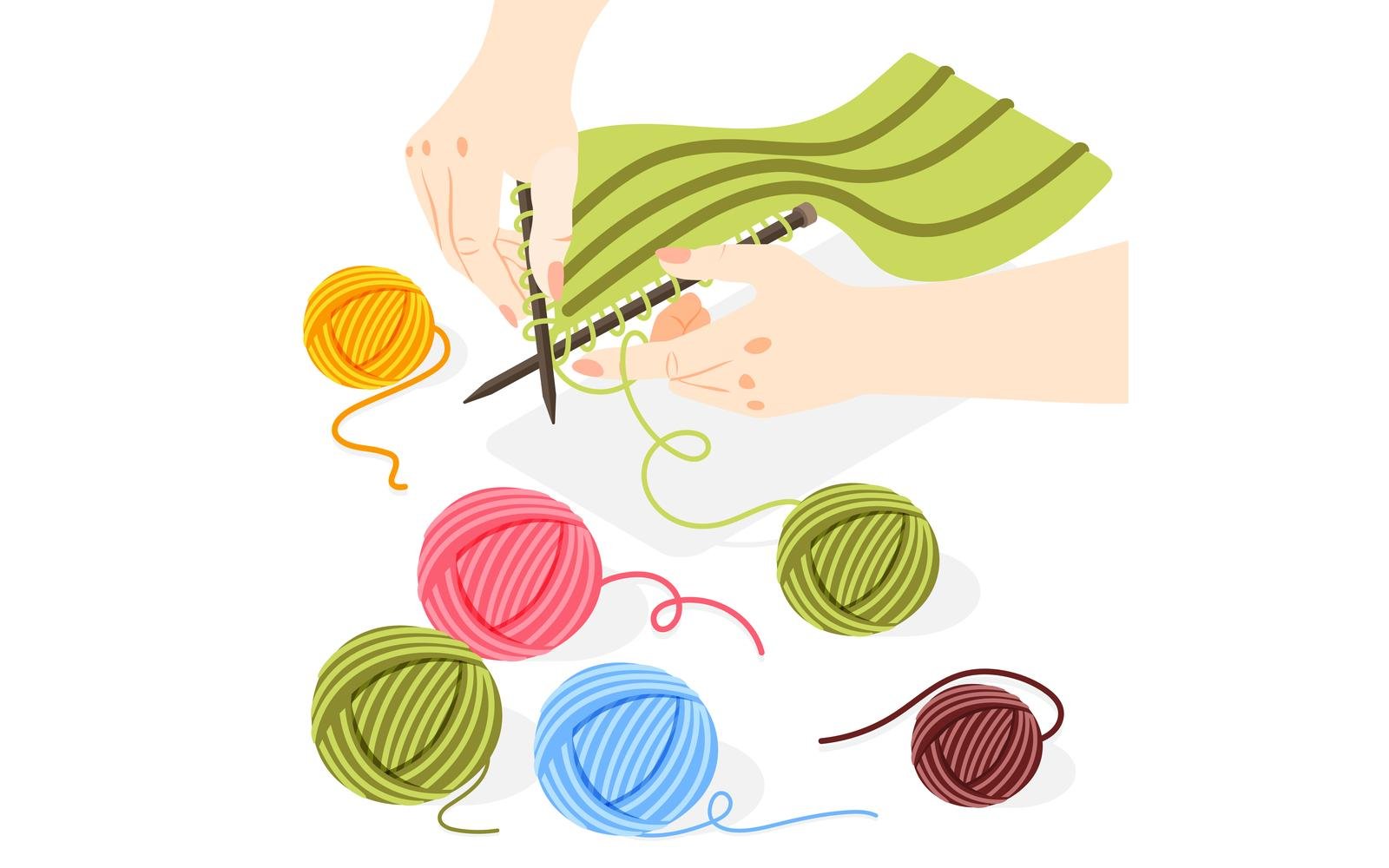 Knitting Isometric Background 201030134 Vector Illustration Concept