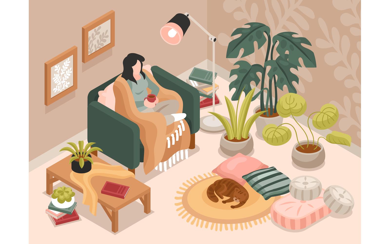 Isomtric Cozy Illustration 201012118 Vector Illustration Concept