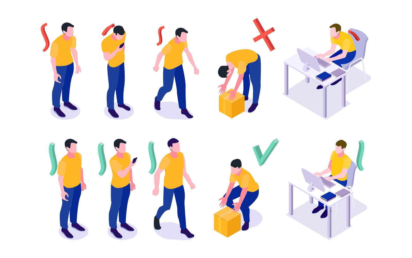 Isometric Postures Man Set 201103220 Vector Illustration Concept