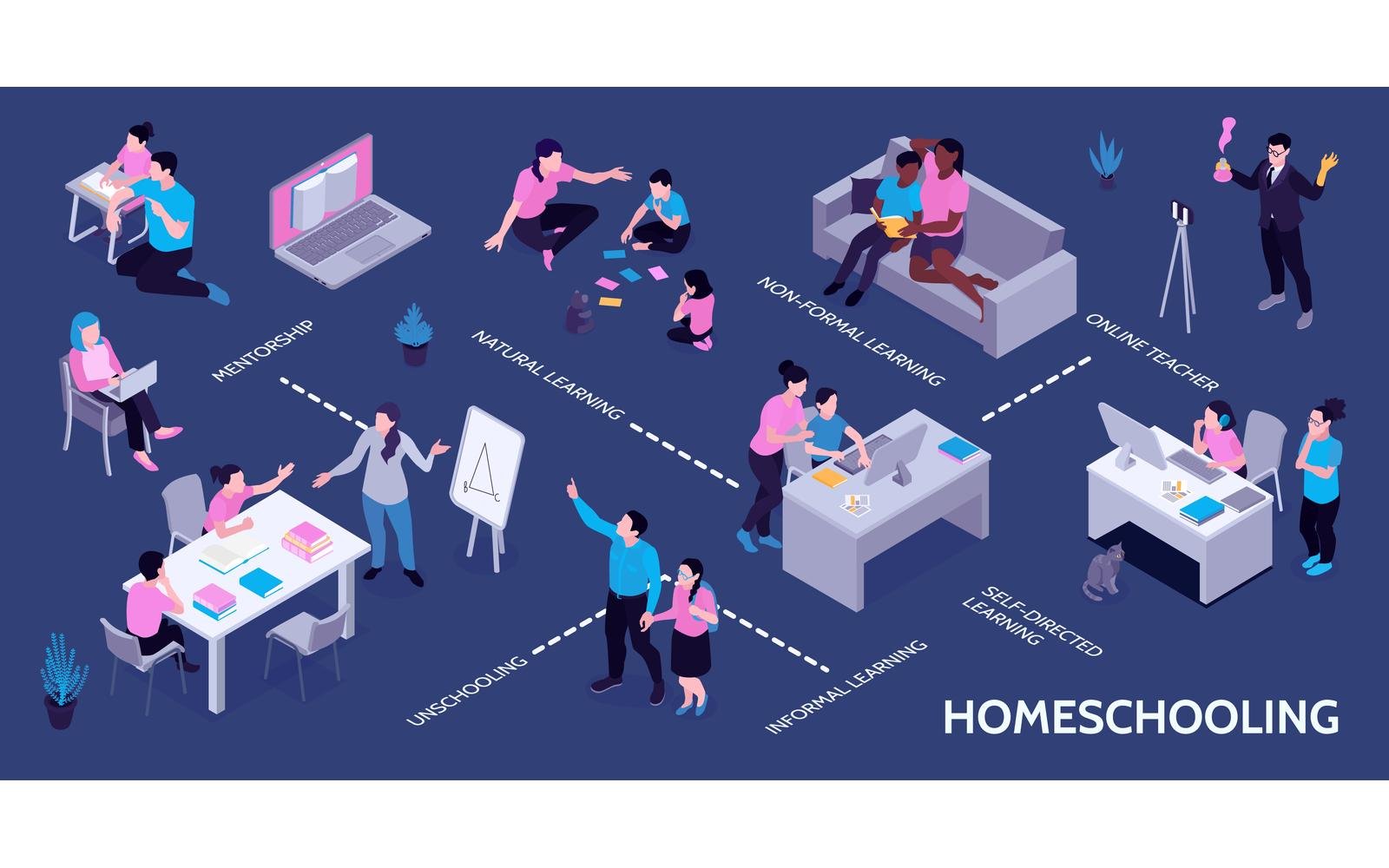 Isometric Homeschooling Infographics 201103205 Vector Illustration Concept