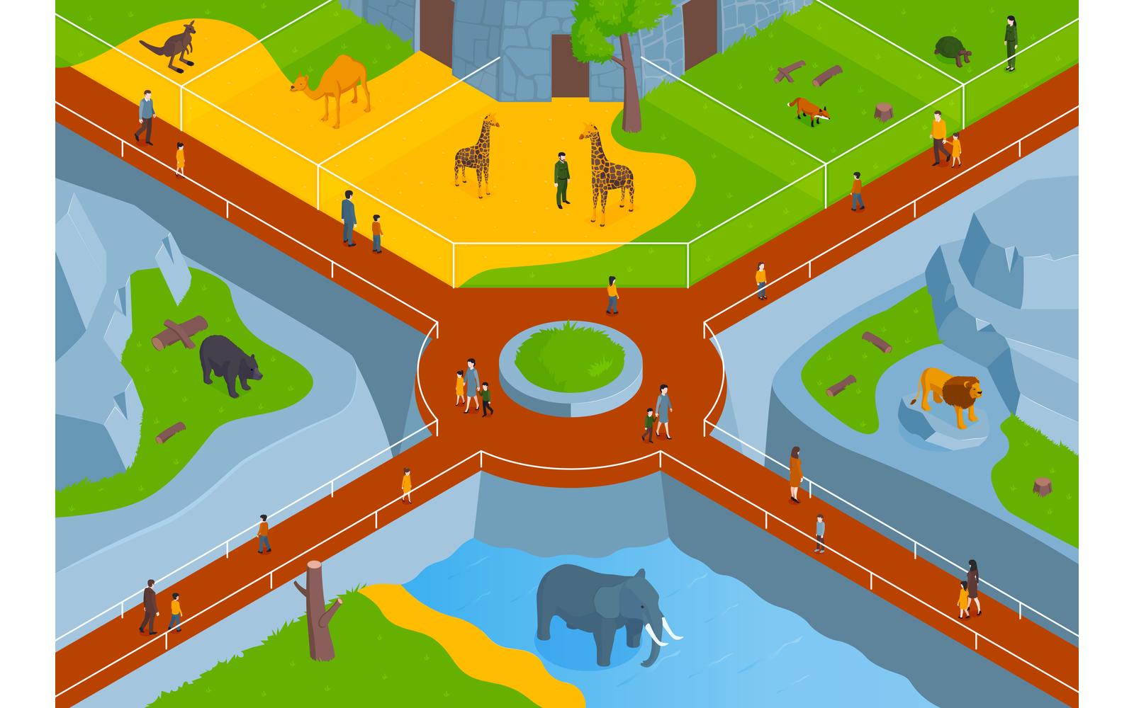 Isometric Zoo Horizontal Illustration 201050418 Vector Illustration Concept