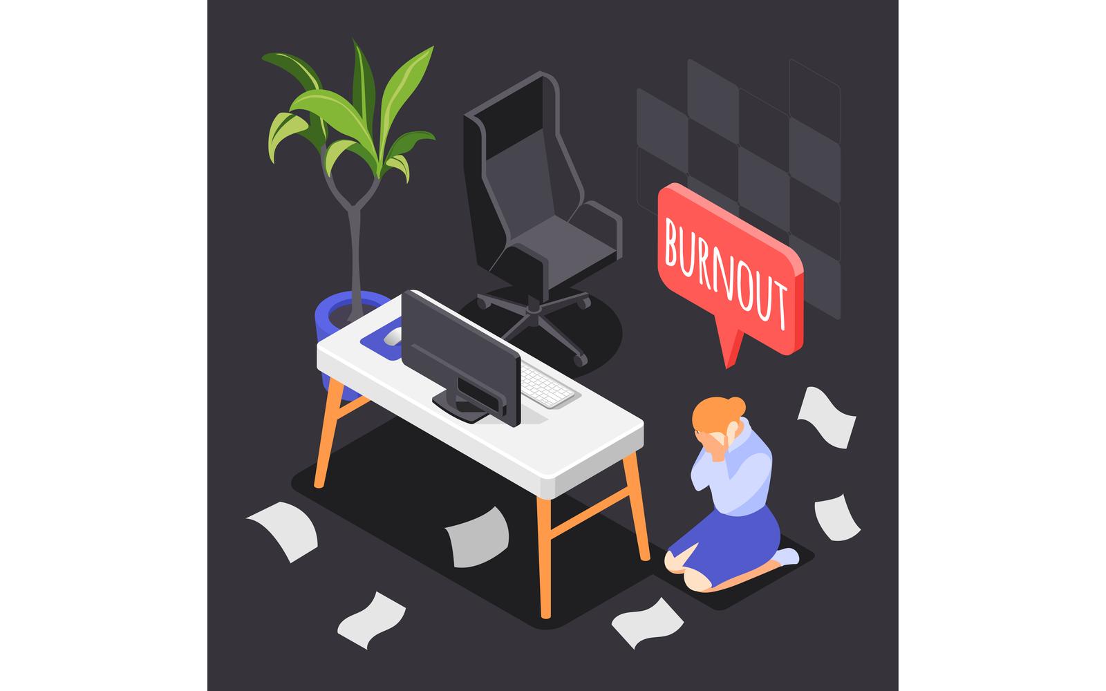 Burn-Out Syndrome Isometric Icons Background 201030117 Vector Illustration Concept