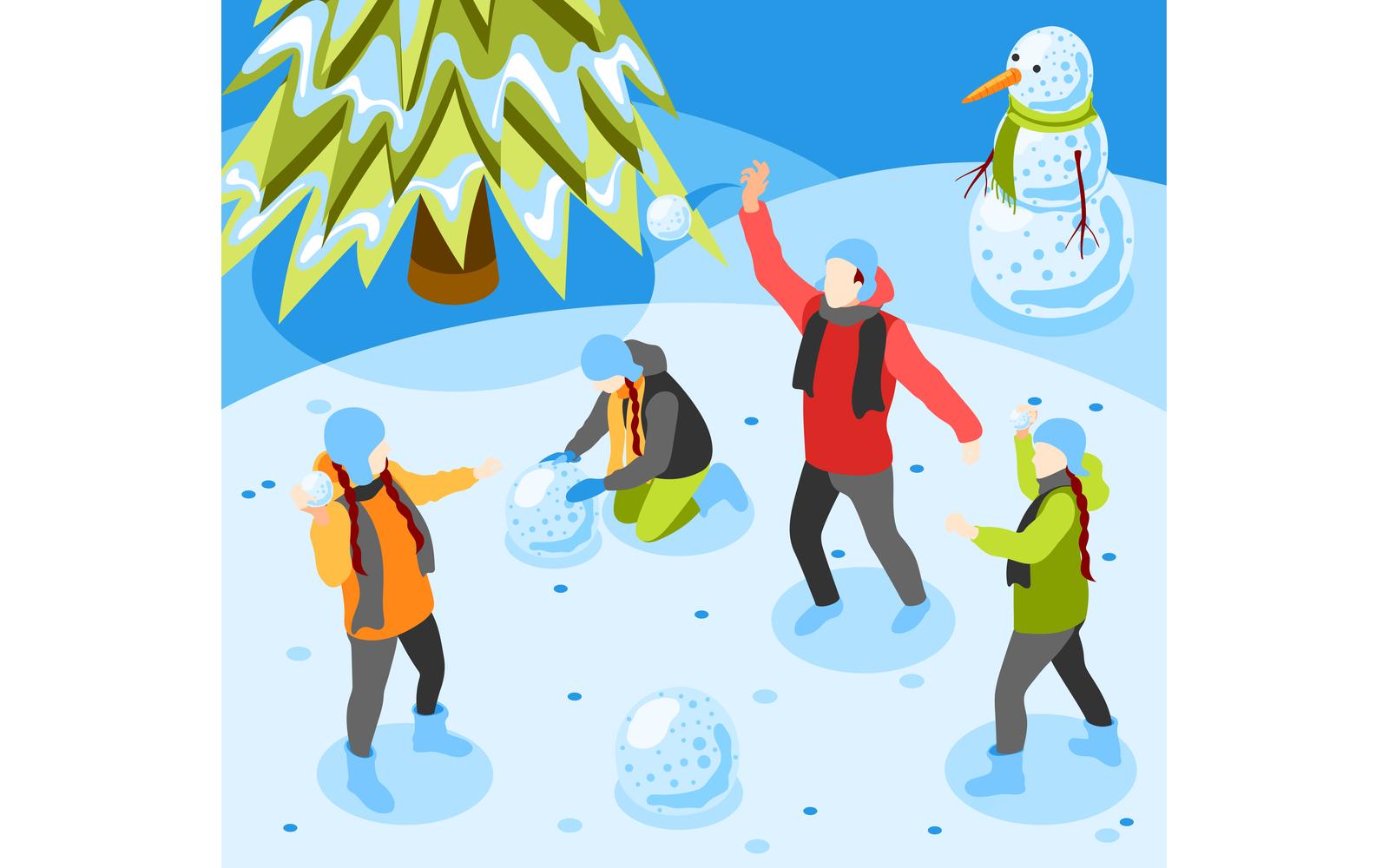 Winter Fun Isometric Background 201130136 Vector Illustration Concept