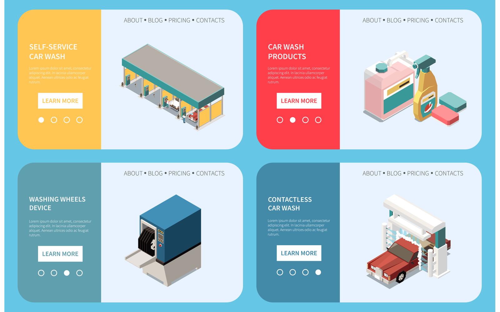 Car Wash Isometric Set 201110933 Vector Illustration Concept