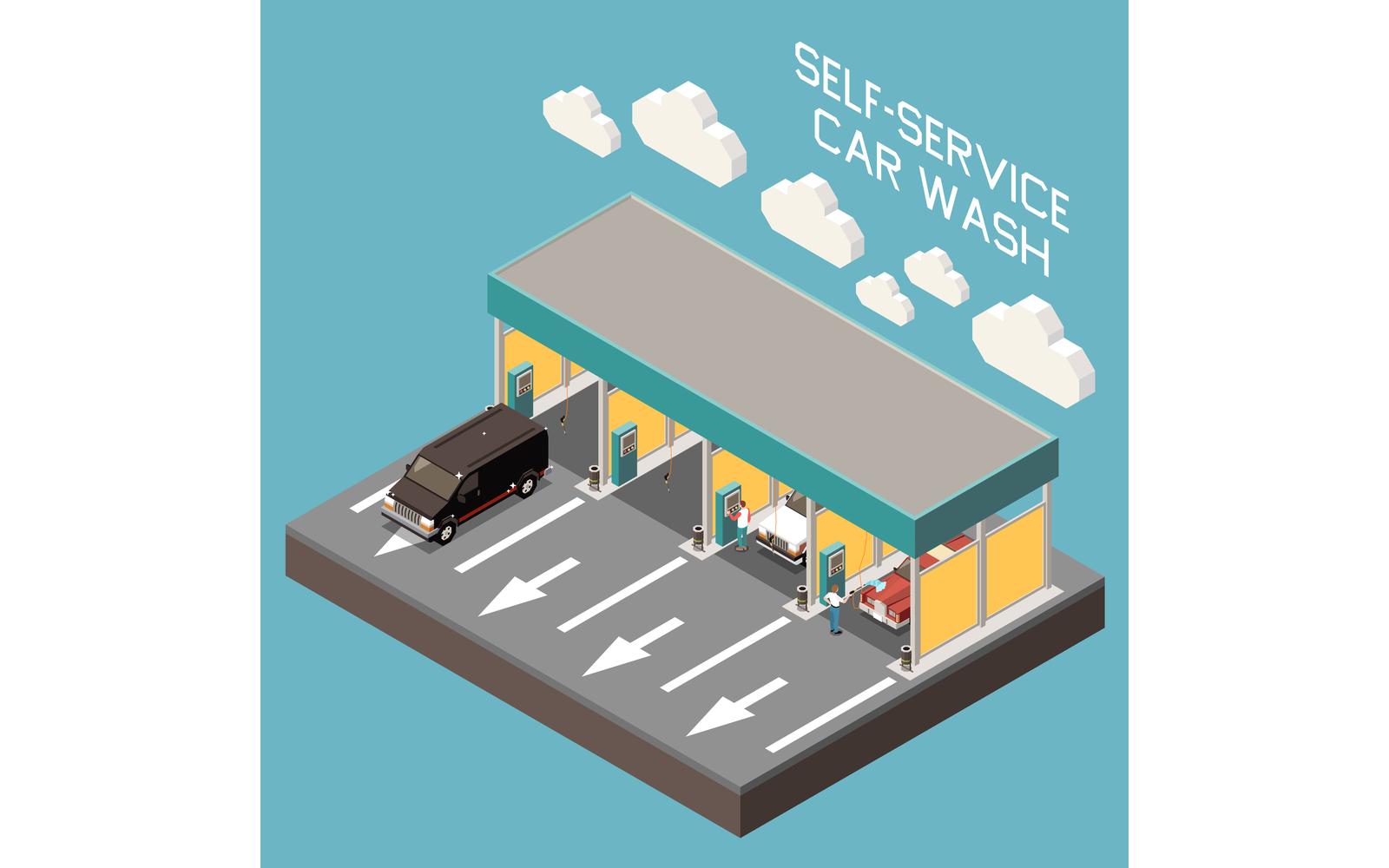 Car Wash Isometric Set 201110931 Vector Illustration Concept