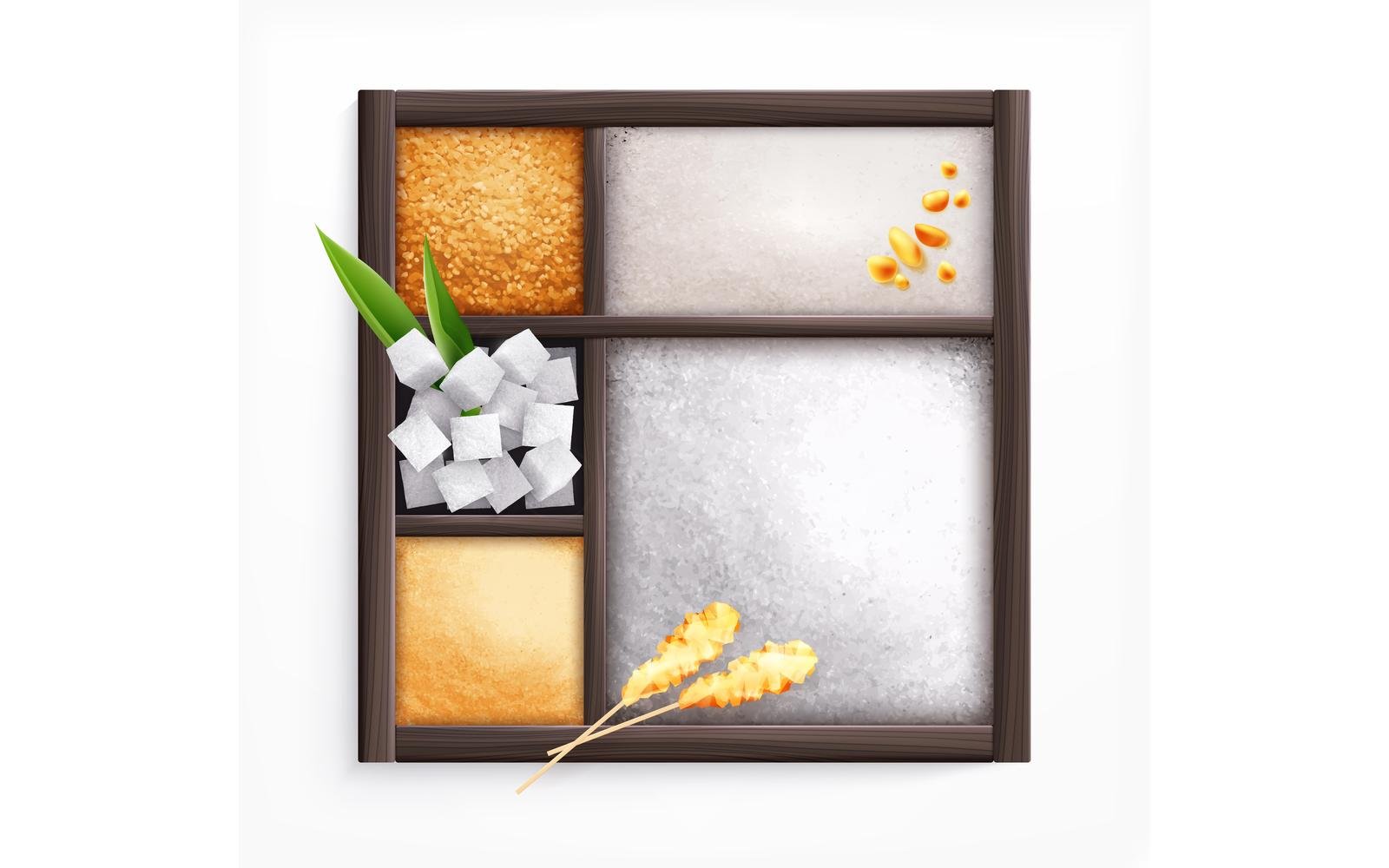 White Brown Sugar In Box Realistic 201130920 Vector Illustration Concept