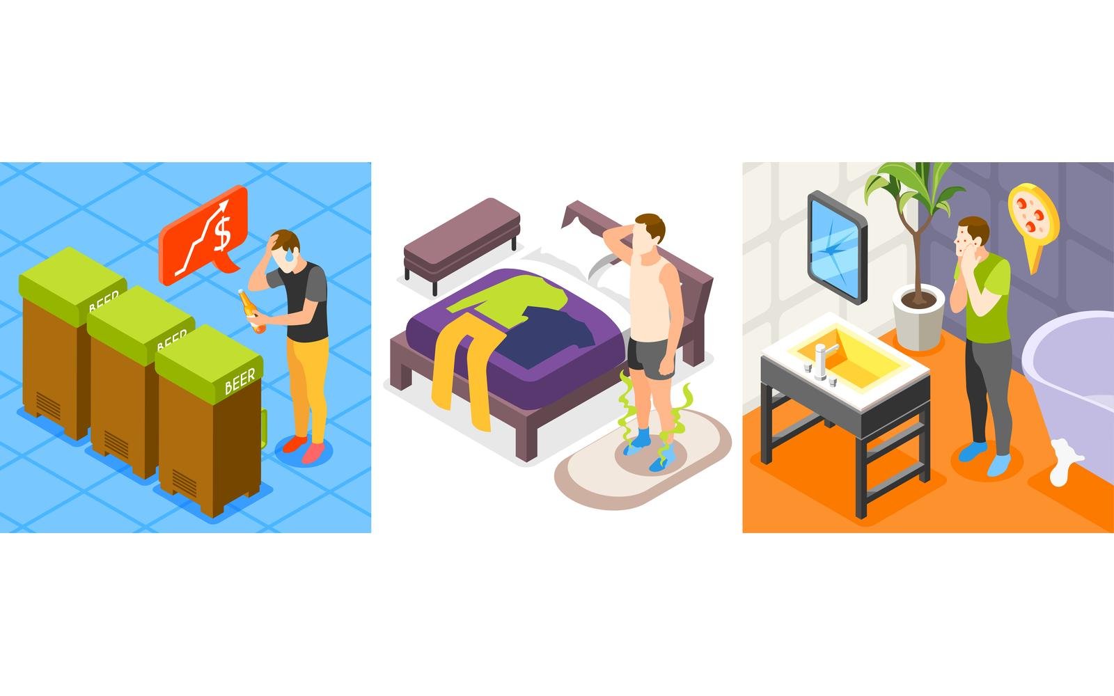 Men Problems Isometric 4X1 201130102 Vector Illustration Concept