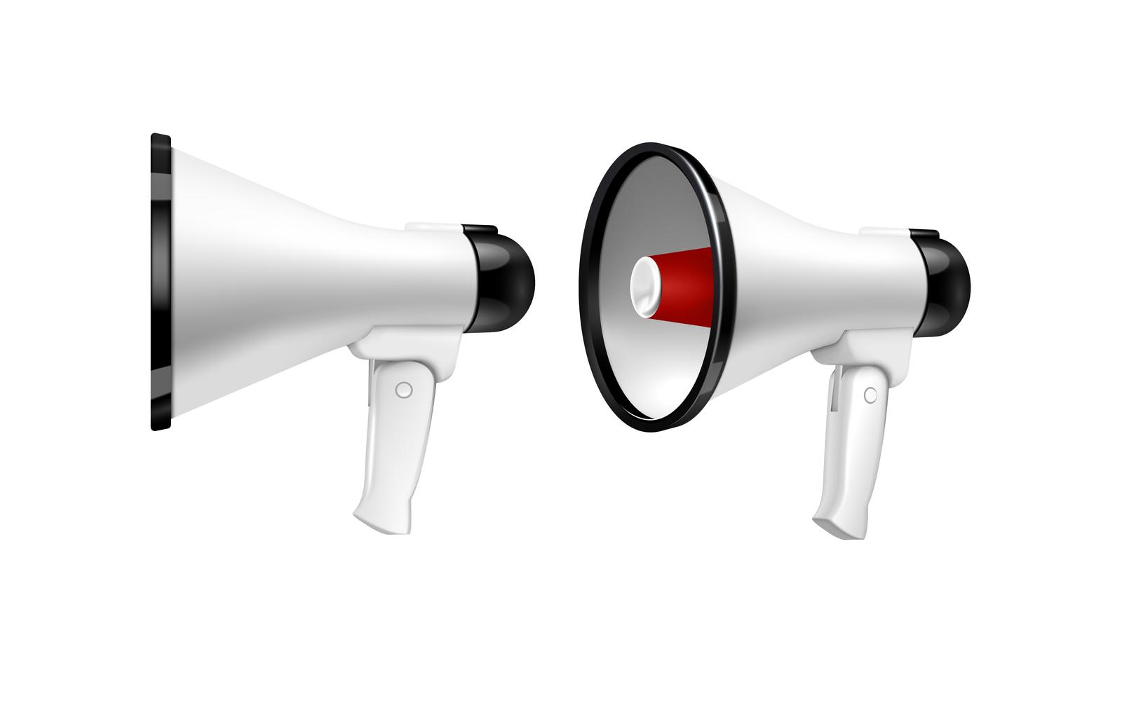 Loudspeaker Megaphone Realistic Set 201121127 Vector Illustration Concept