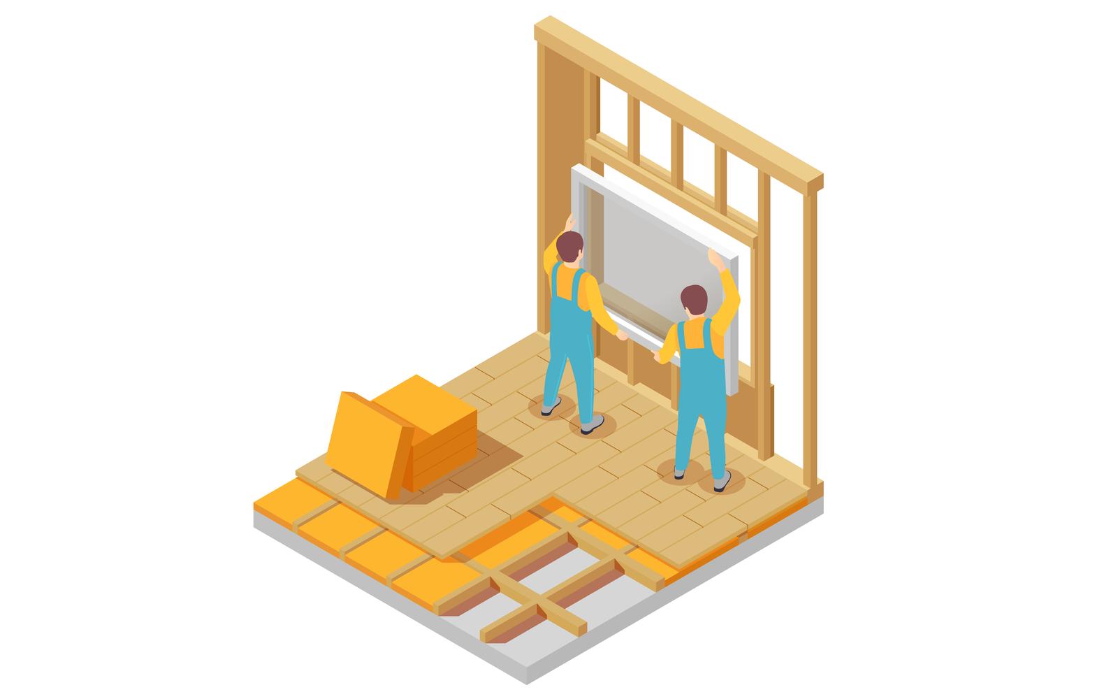 Modular Frame Building Isometric 201120116 Vector Illustration Concept