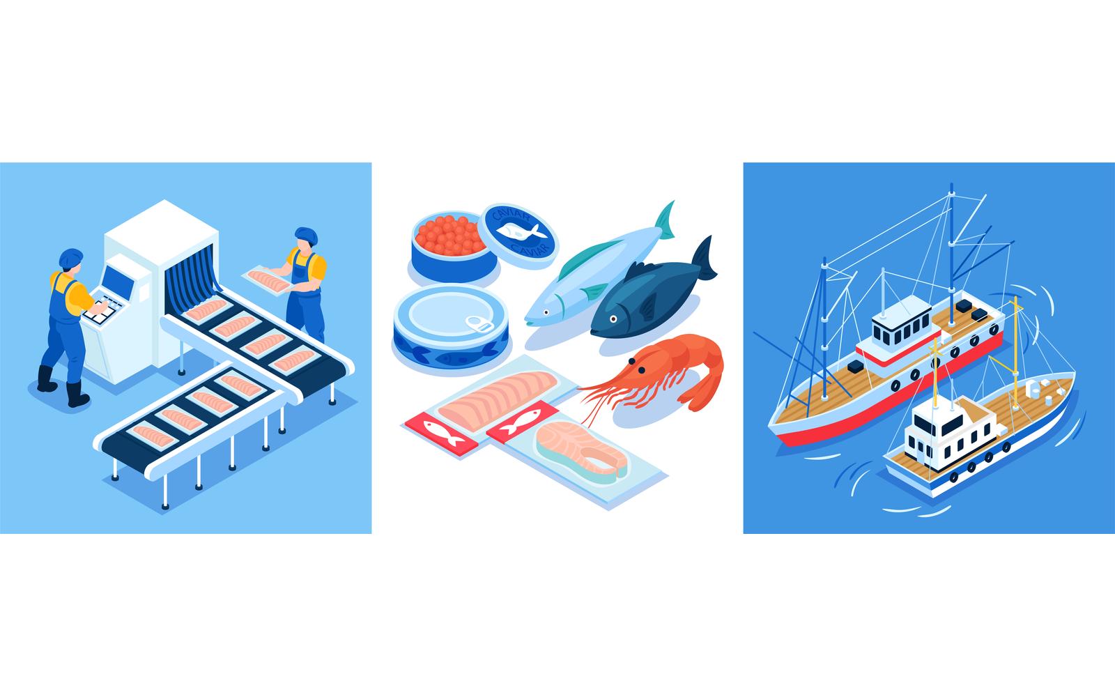 Isometric Fishing Production Design Concept 201112137 Vector Illustration Concept