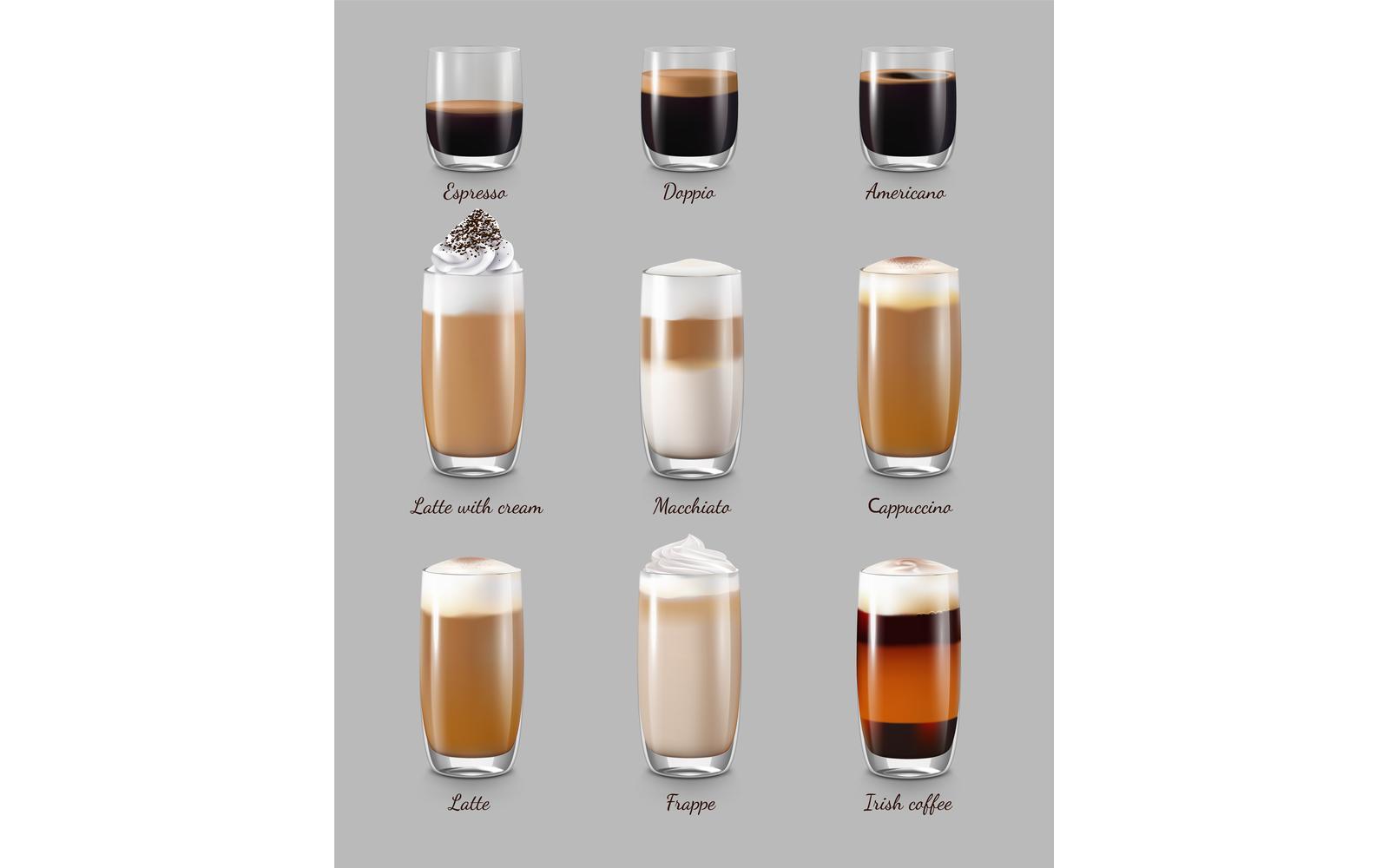 Coffee Drinks Realistic Set 201121108 Vector Illustration Concept