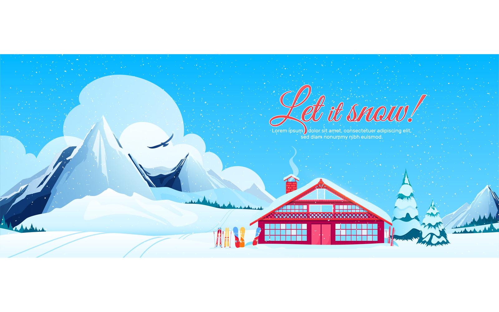 Winter Ski Resort Flat Composition 1 201130902 Vector Illustration Concept