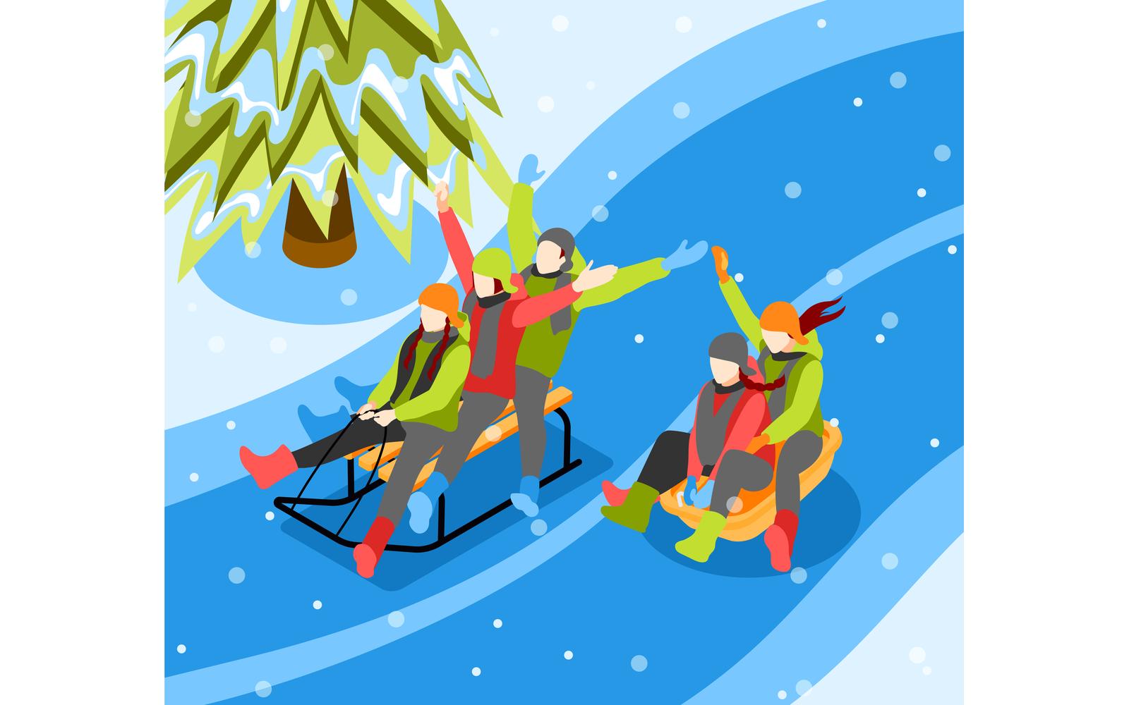 Winter Fun Isometric Composition 201130132 Vector Illustration Concept