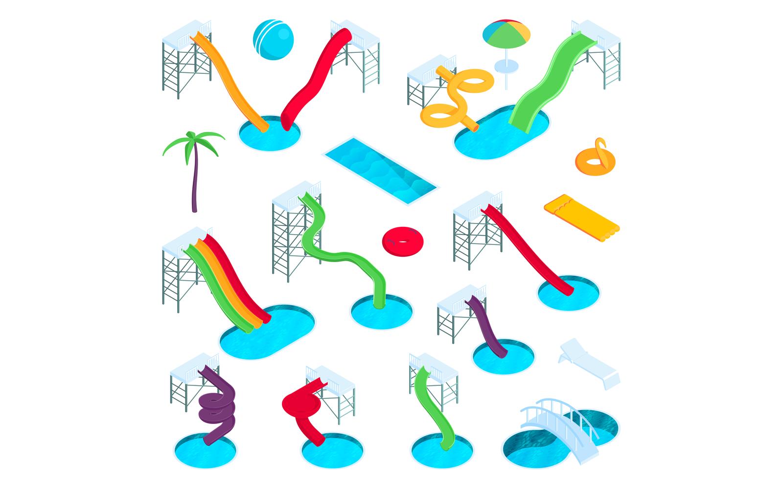 Isometric Water Aqua Park Set 201150414 Vector Illustration Concept