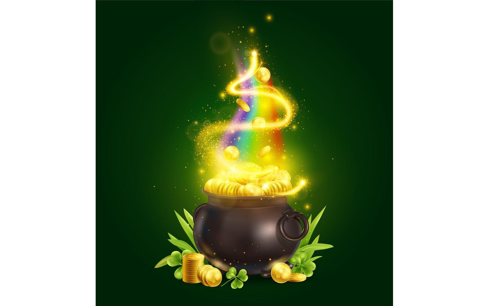 Realistic Patrick Day Green Pot 201230502 Vector Illustration Concept