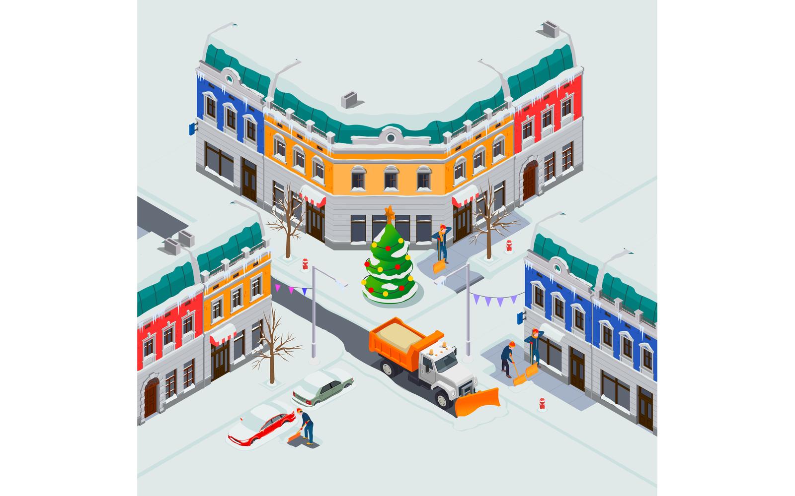 Snow Cleaning Removal Machinery Isometric 201220128 Vector Illustration Concept