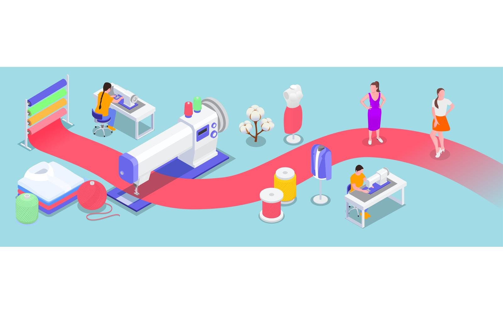 Textile Mill Spinning Industry Isometric 201220111 Vector Illustration Concept