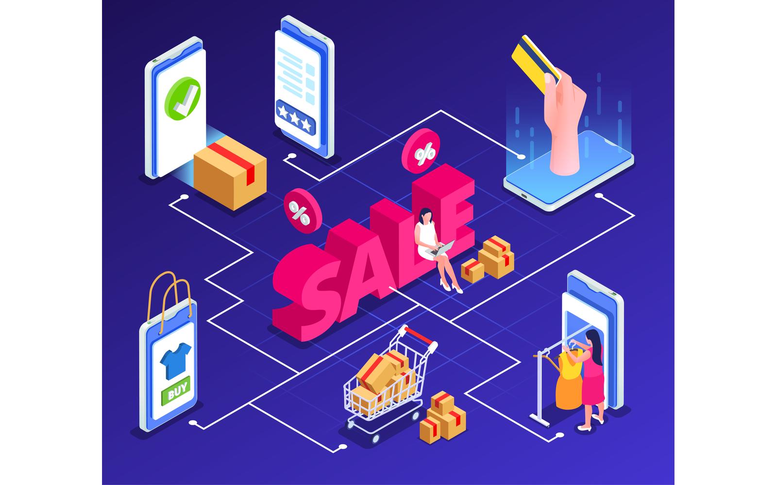 Online Sale Outlet Isometric 201220105 Vector Illustration Concept