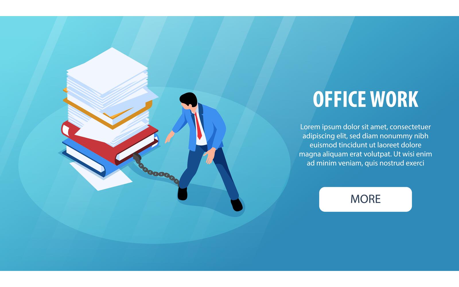 Isometric Unorganized Office Work Horizontal Banner 201210534 Vector Illustration Concept