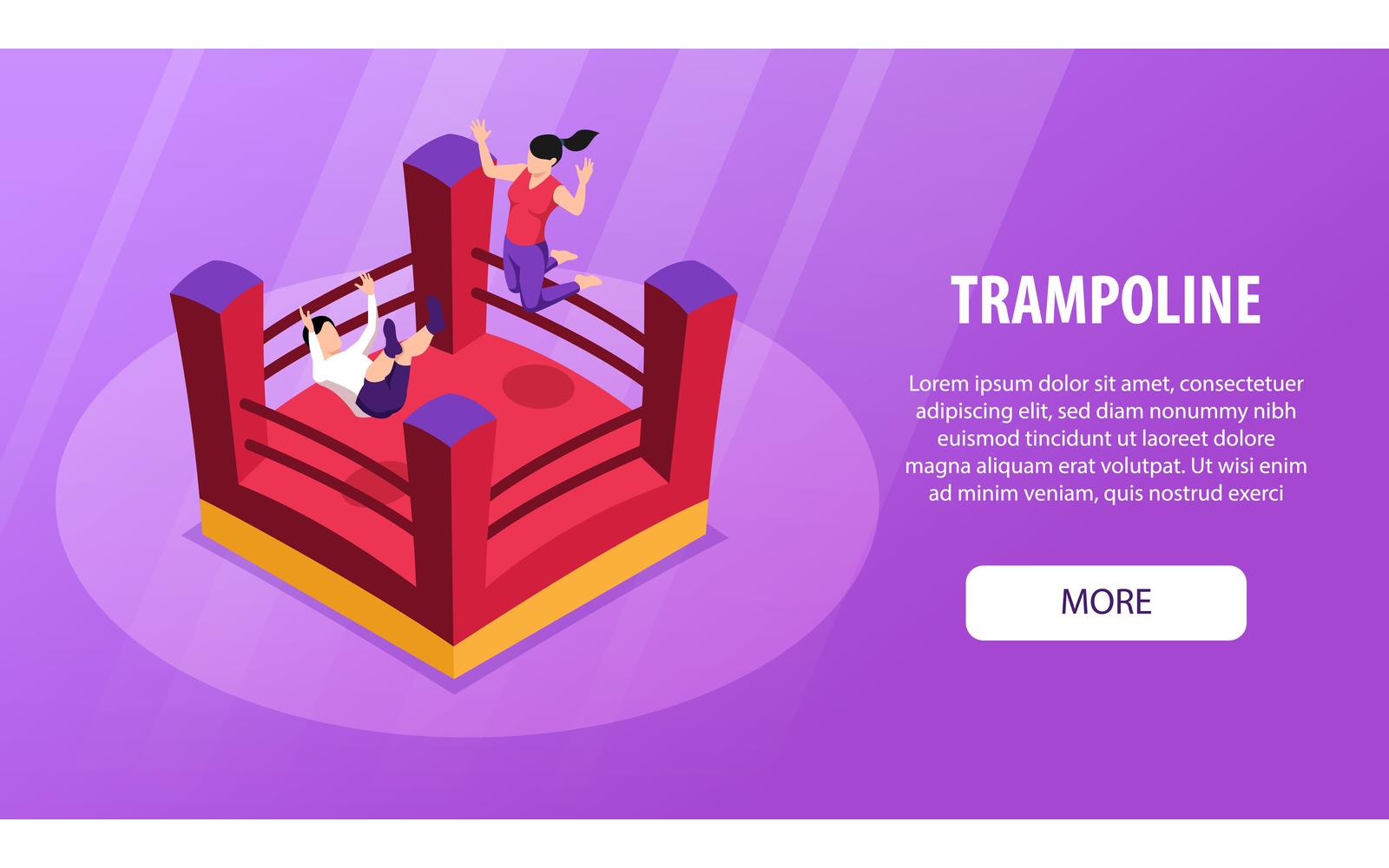 Isometric Trampoline Horizontal Banner 201210527 Vector Illustration Concept