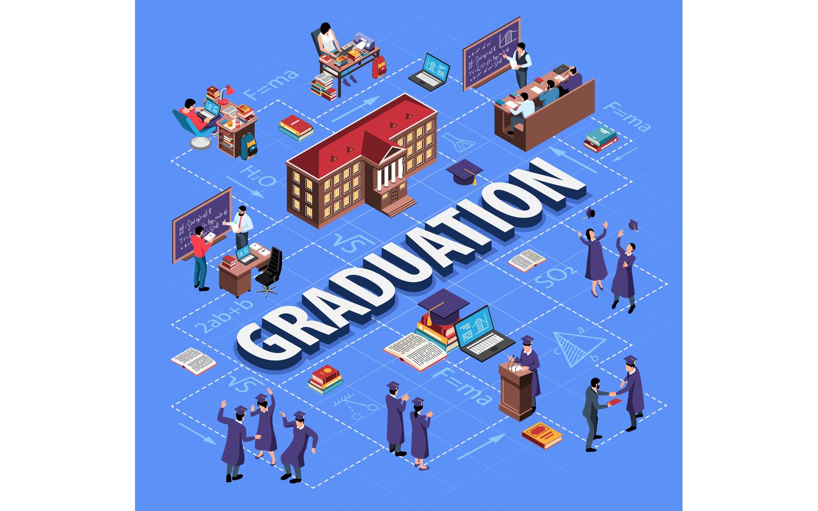 Isometric Graduation Flowchart 201210519 Vector Illustration Concept