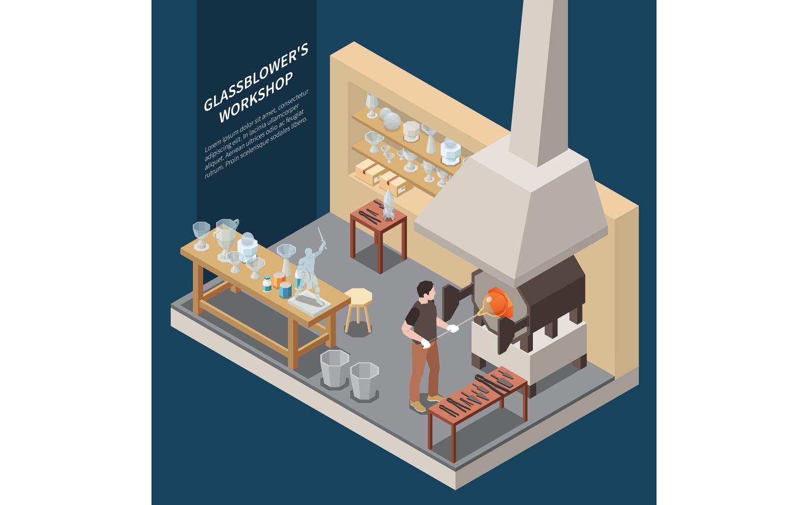 Glass Production Isometric 201210929 Vector Illustration Concept