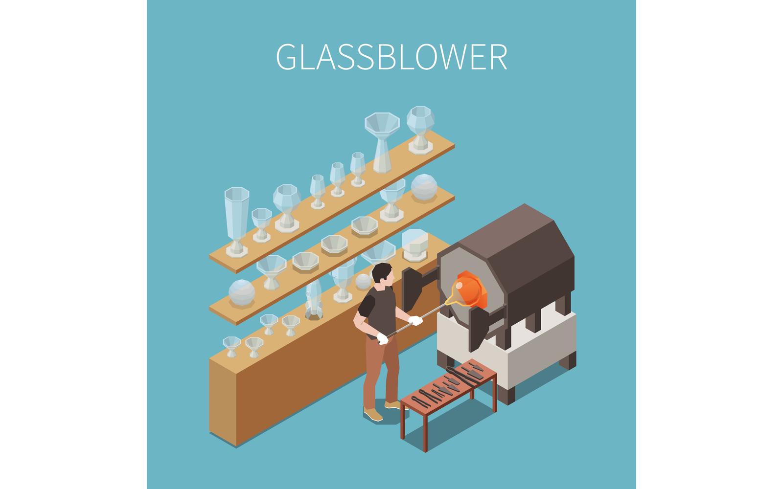 Glass Production Isometric 201210931 Vector Illustration Concept