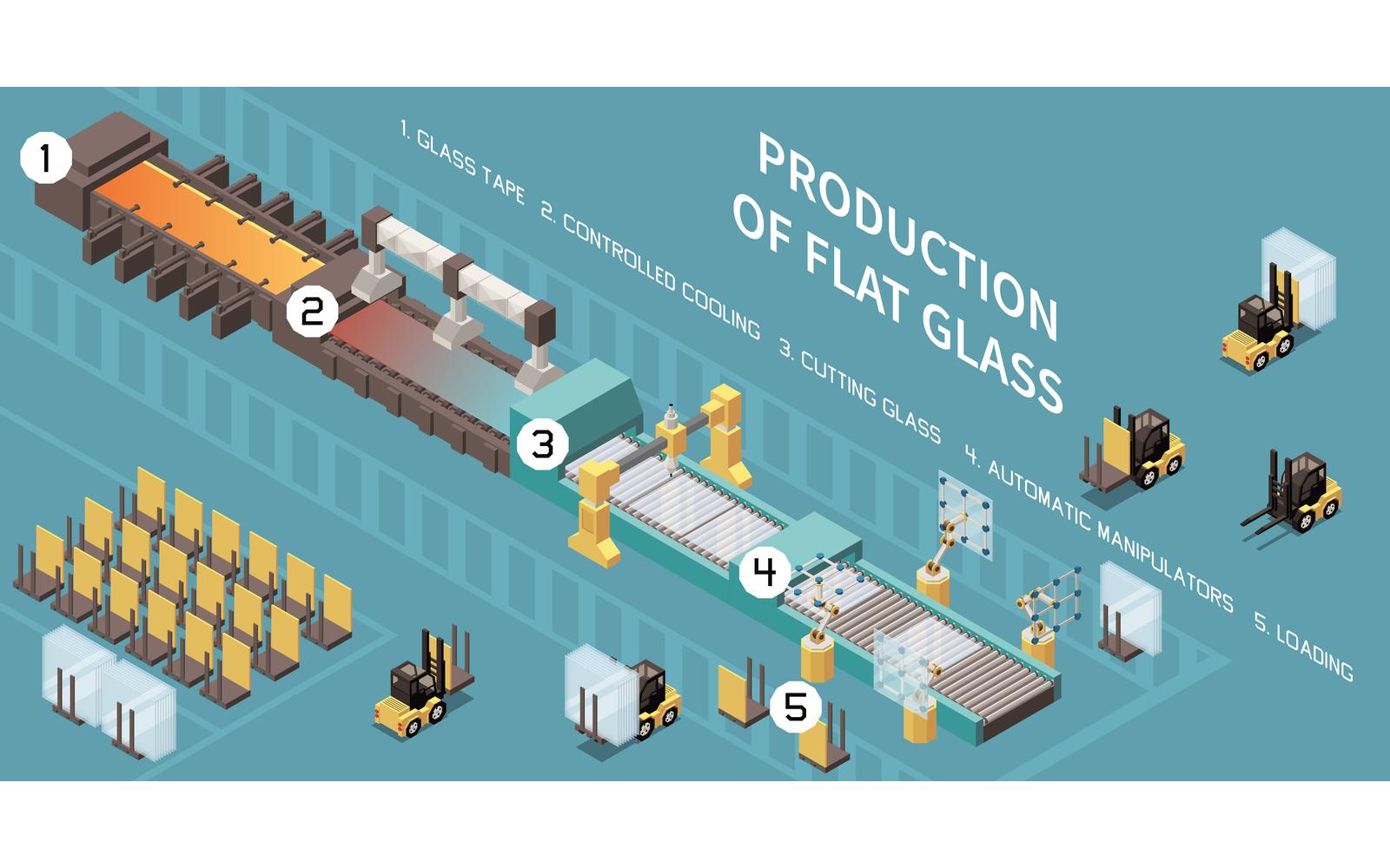 Glass Production Isometric 201210927 Vector Illustration Concept