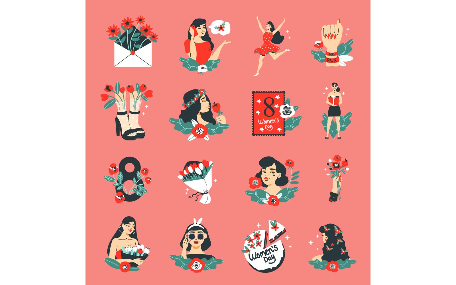 International Womens Day Color Set 201160530 Vector Illustration Concept