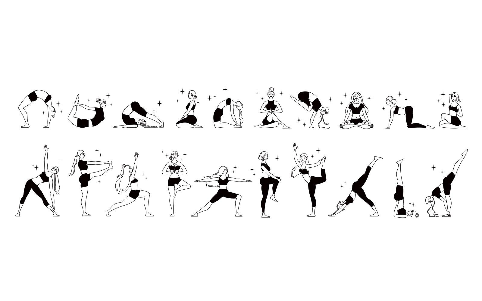 Line Art Woman Yoga Set 201160501 Vector Illustration Concept