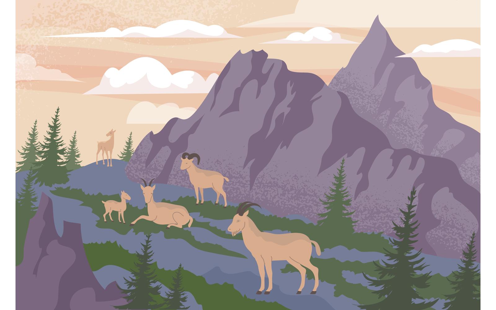 Wildlife Mountain Flat 201250603 Vector Illustration Concept