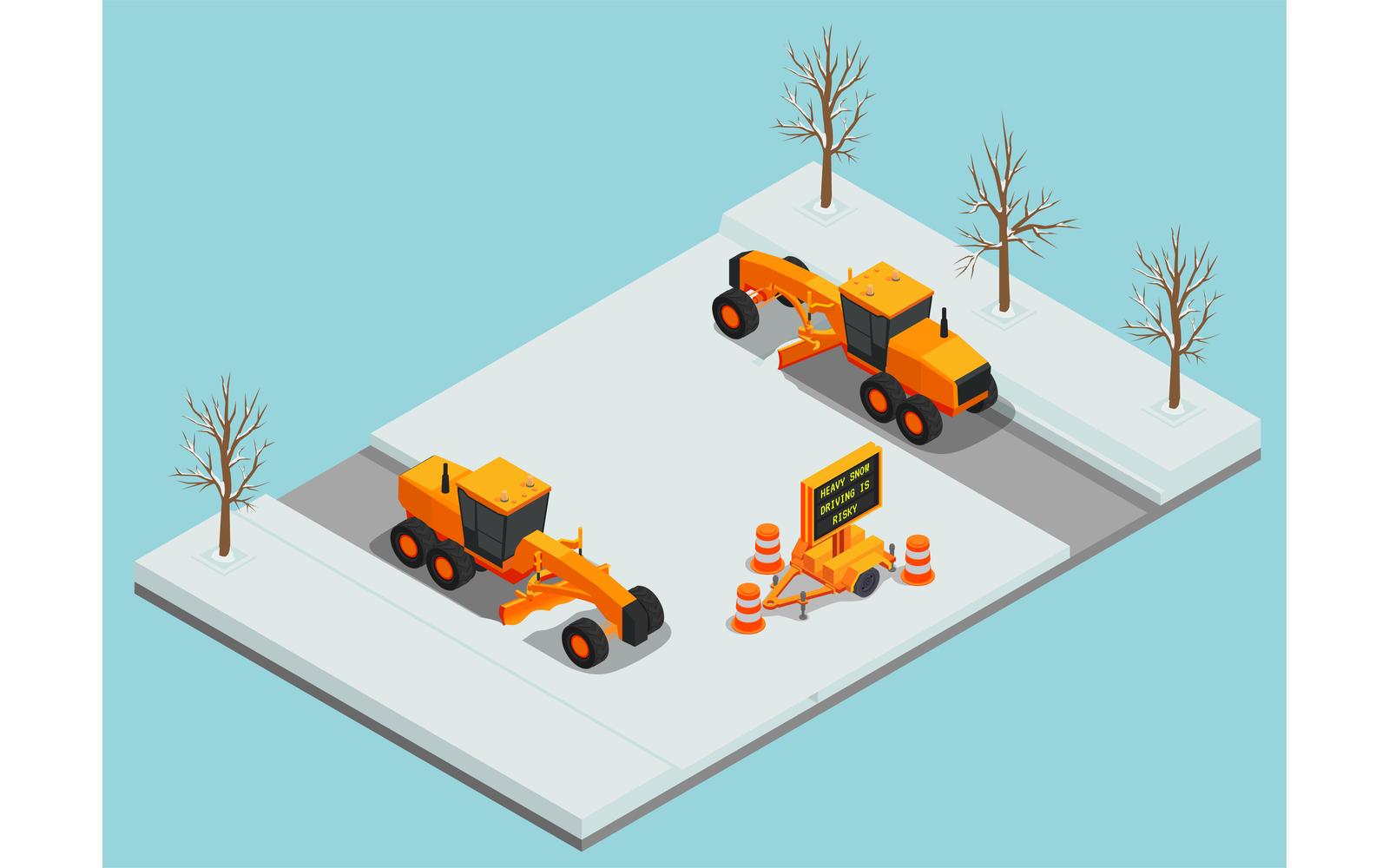 Snow Cleaning Removal Machinery Isometric 201220131 Vector Illustration Concept