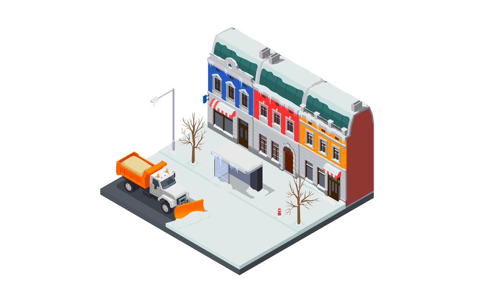 Snow Cleaning Removal Machinery Isometric 201220130 Vector Illustration Concept
