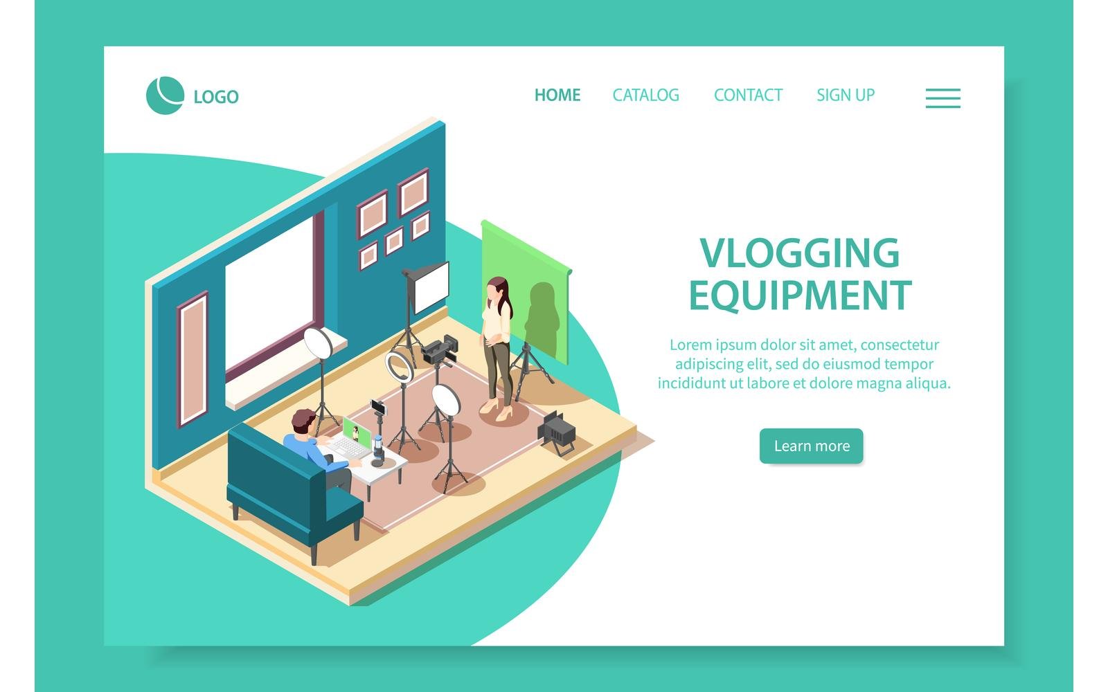 Vlog Vlogging Equipment Isometric Web Site 201260724 Vector Illustration Concept