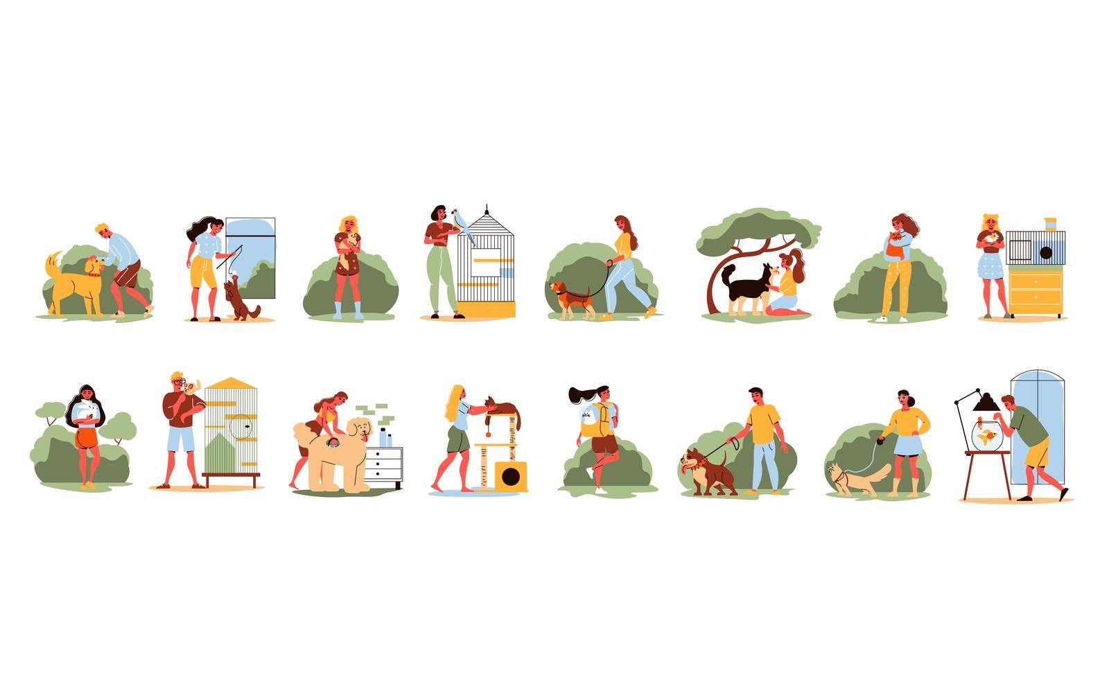 People Pets Set 201260522 Vector Illustration Concept