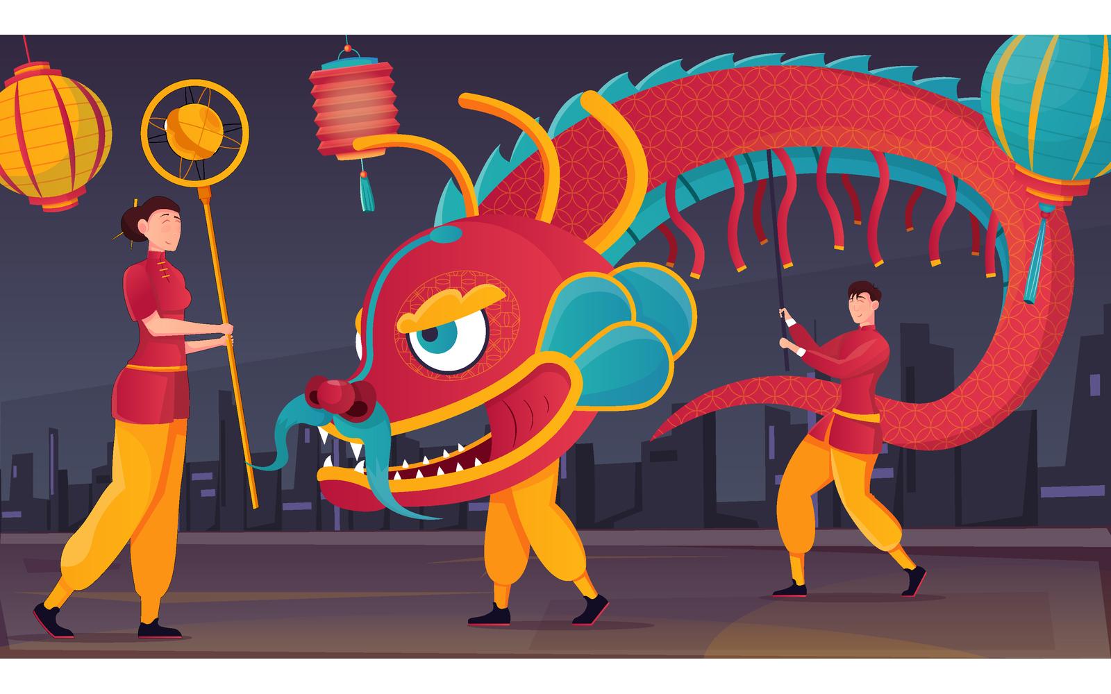 Chinese New Year Dragon Dance 201251115 Vector Illustration Concept